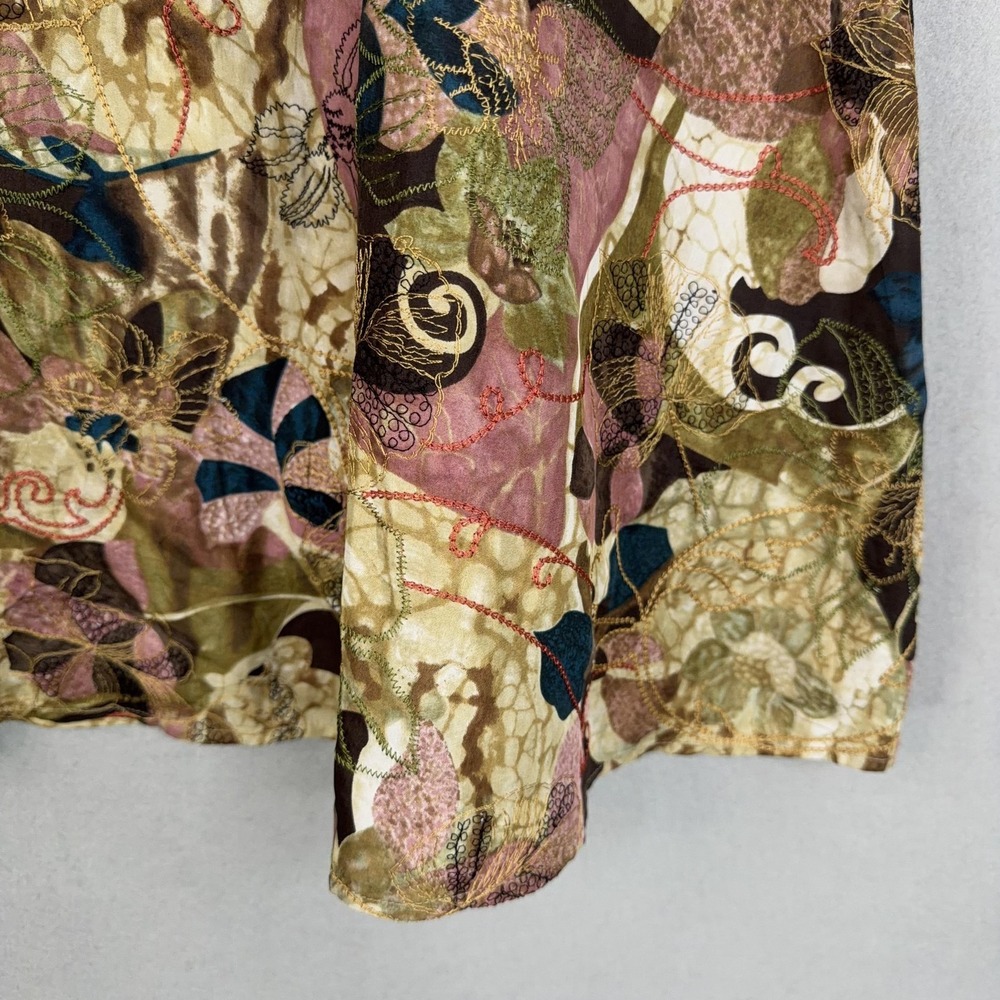 Chicos Skirt Womens 2.5 Colorful Silk Embroidered Floral Boho Luxury Flowy - Picture 5 of 12